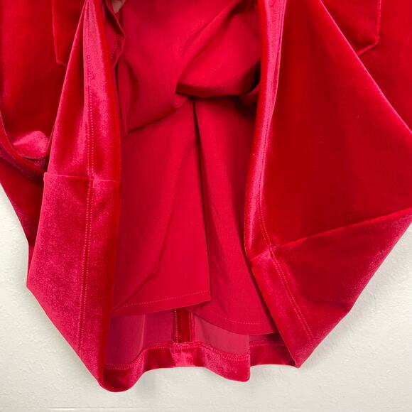 Gianni Bini NWT Paul Bright Red Velour Mock Neck Long Sleeve Short Dress - Picture 7 of 11